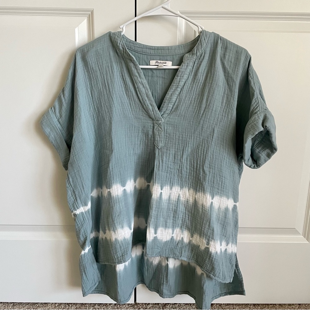 Madewell Oversized Top Blue and White XS